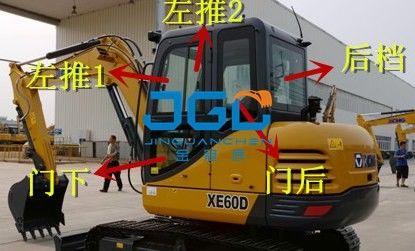XE60D 발굴기 앞뒤 문 및 창문 왼쪽 및 오른쪽 윈드글래스 교체 부품