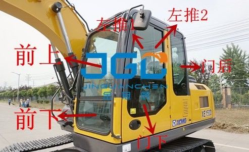 XE150D 155DK 굴삭기 전면 및 후면 도어 및 Windows 왼쪽 및 오른쪽 적층 앞유리