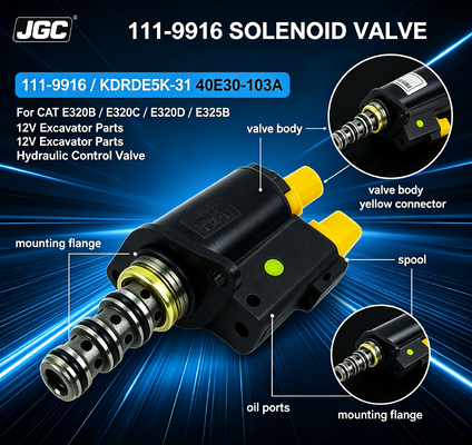 111-9916 CAT E320b E320c E320d E325b에 대한 12V 발굴기 그룹 솔레노이드 밸브 부품 번호 KDRDE5K-31 40E30-103A